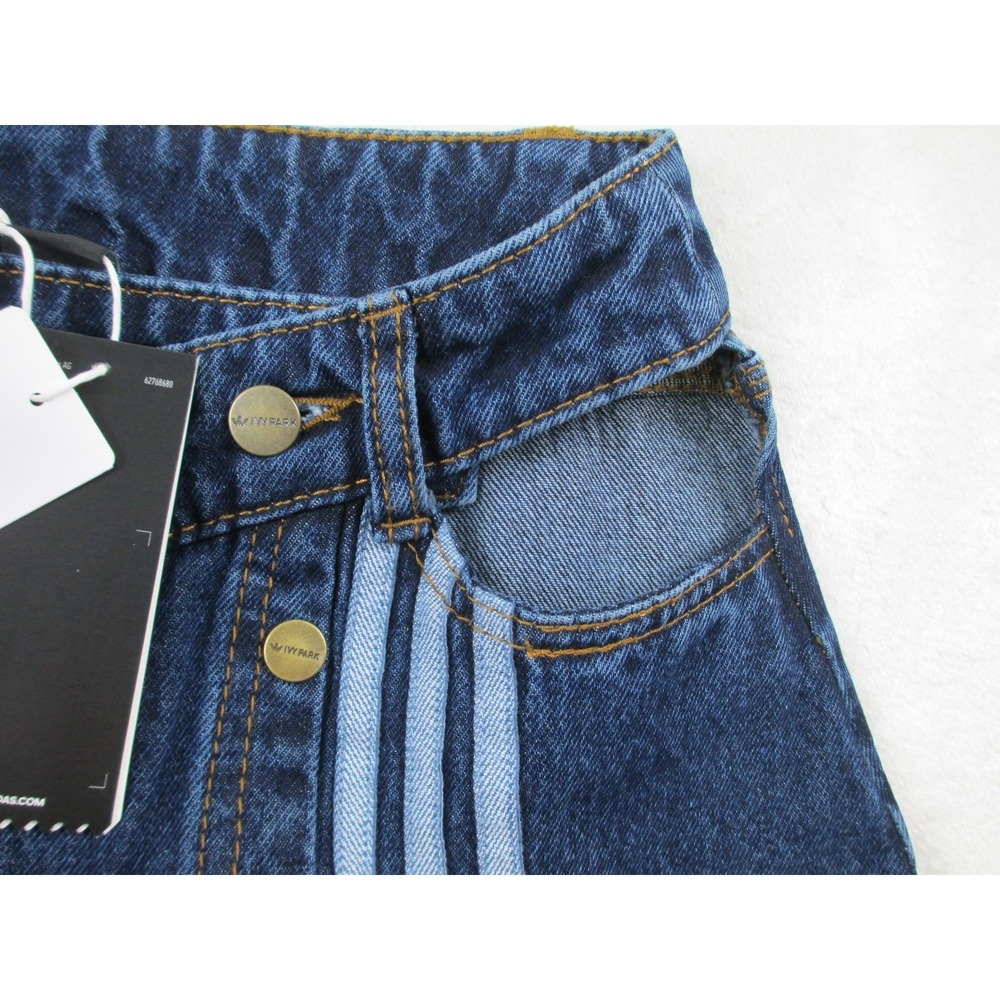 NEW Adidas x Ivy Park Pants Womens Large Blue Denim Snap Jeans Wide Leg Beyonce - Picture 8 of 13